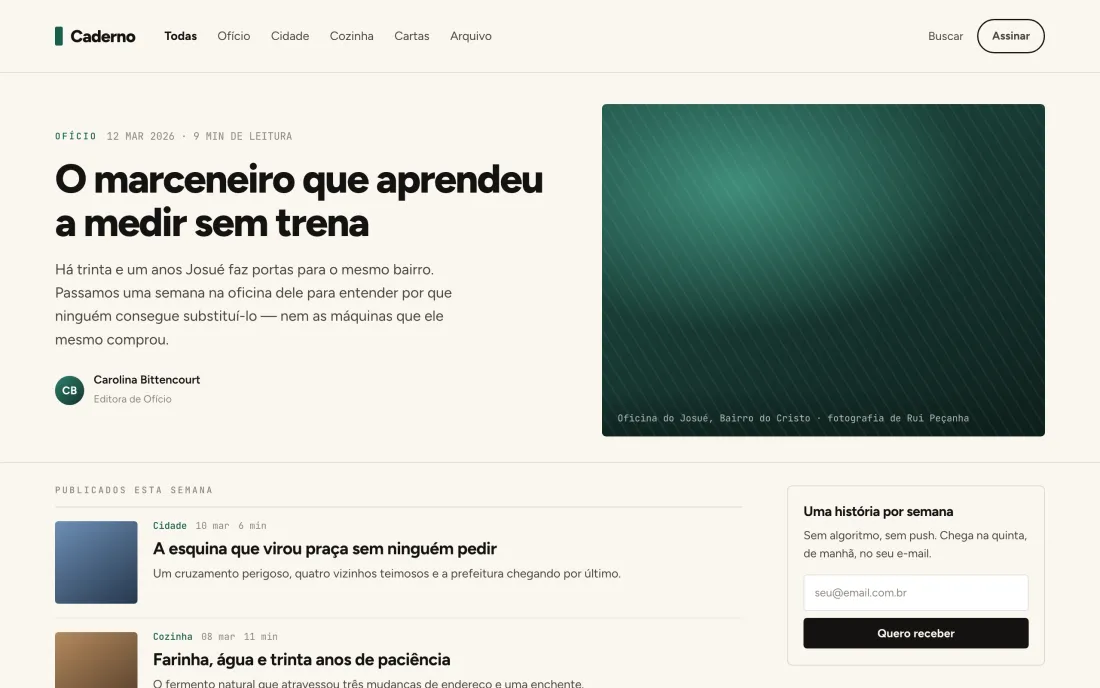 Caderno: revista digital com CMS