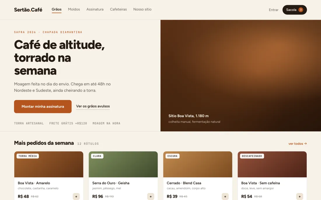 Sertão.Café: loja online de cafés